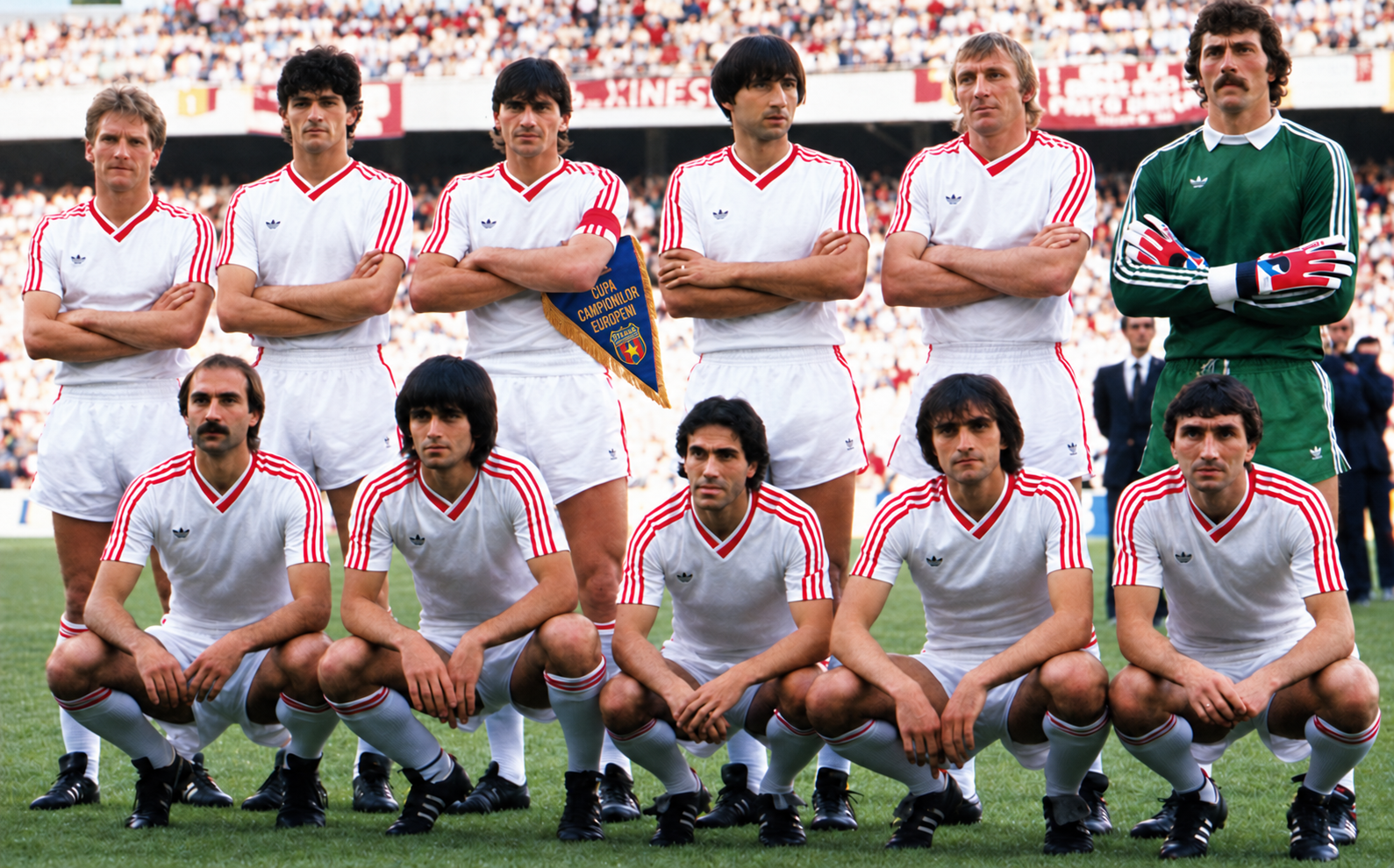 Steaua București’s team before the 1986 European Cup final